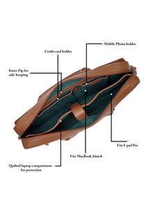 extured Work Leather Laptop Bag