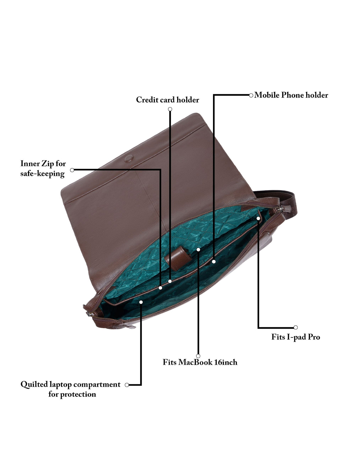 Flap Leather Laptop Bag