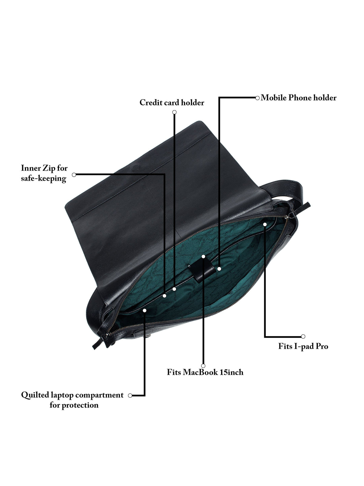 Flap Leather Laptop Bag