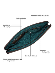 Colorblock Leather Laptop Sleeve