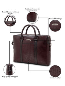 Croc-Embossed Executive Laptop Bag