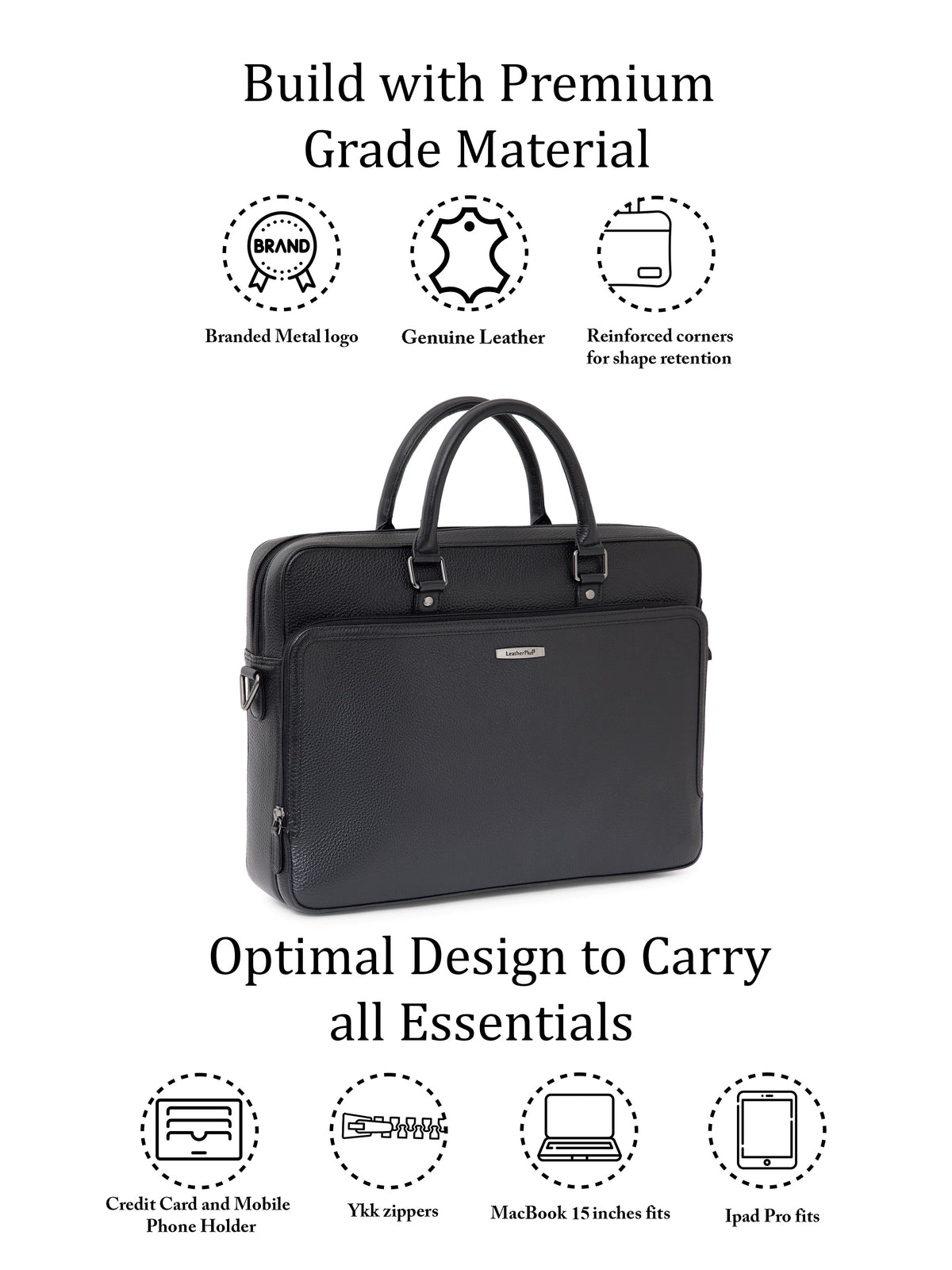 Textured Work Leather Laptop Bag