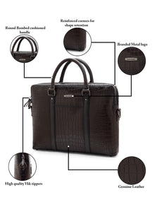 Croc-Embossed Executive Laptop Bag