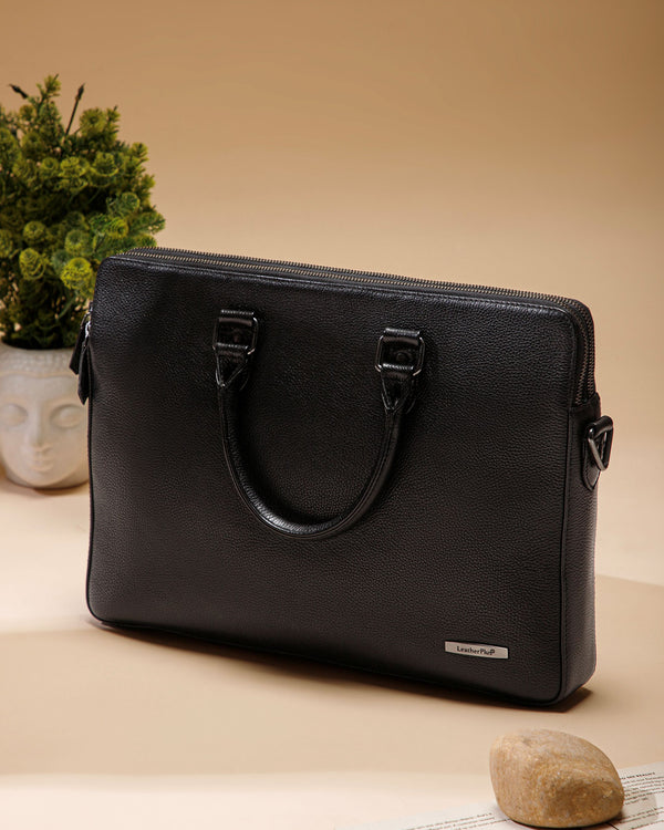 Natural Milled Leather Laptop Bag