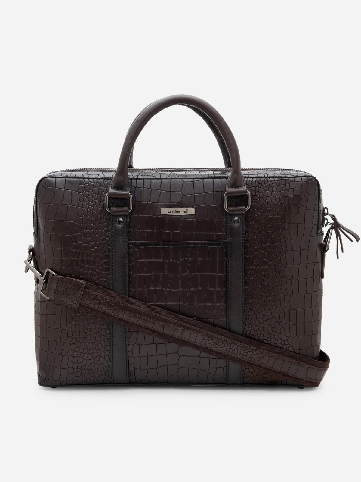 Croc-Embossed Executive Laptop Bag