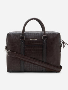 Croc-Embossed Executive Laptop Bag