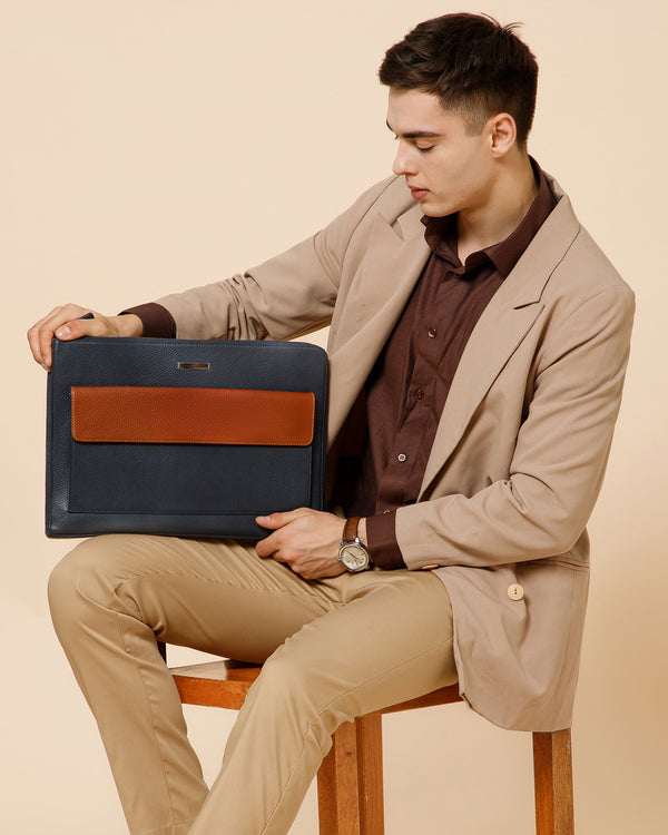 Colorblock Leather Laptop Sleeve