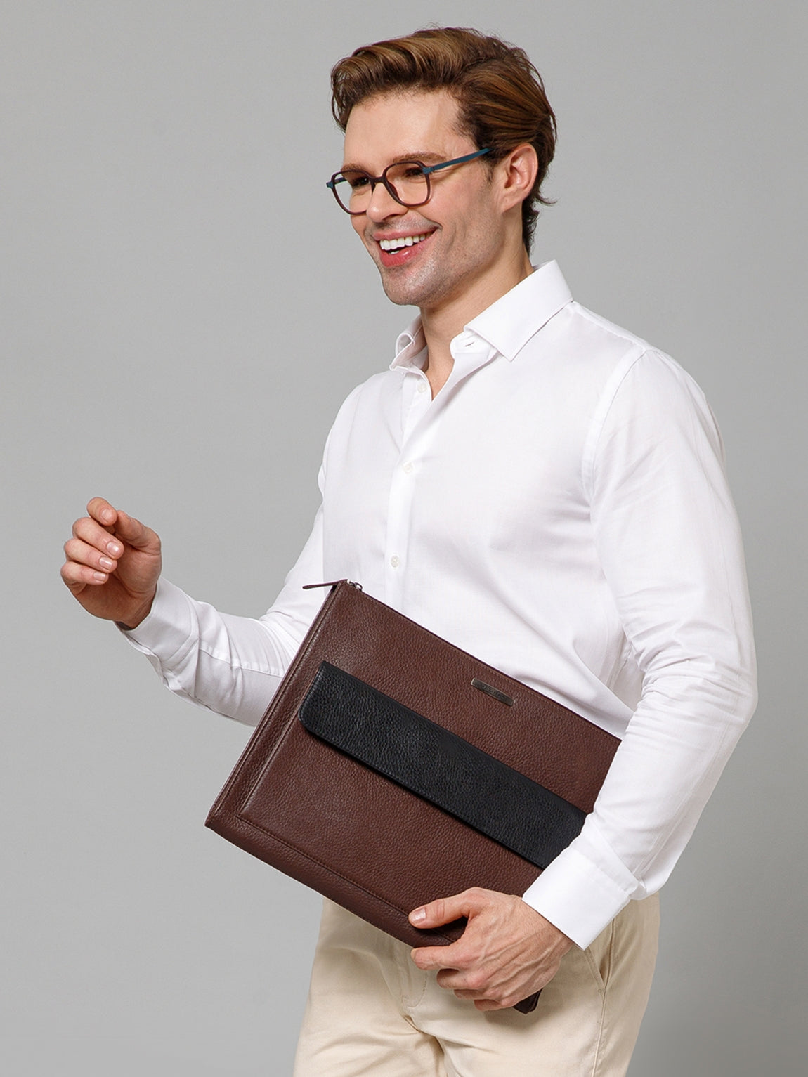 Colorblock Leather Laptop Sleeve