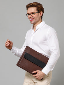 Colorblock Leather Laptop Sleeve