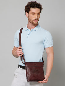 Croc-Embossed Leather Sling Bag