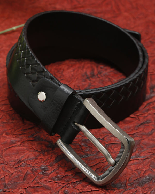 Dual-Texture Leather Belt