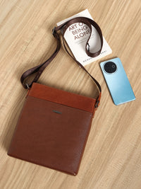 Saffiano Leather Men Sling Bag SGM-701 Tan