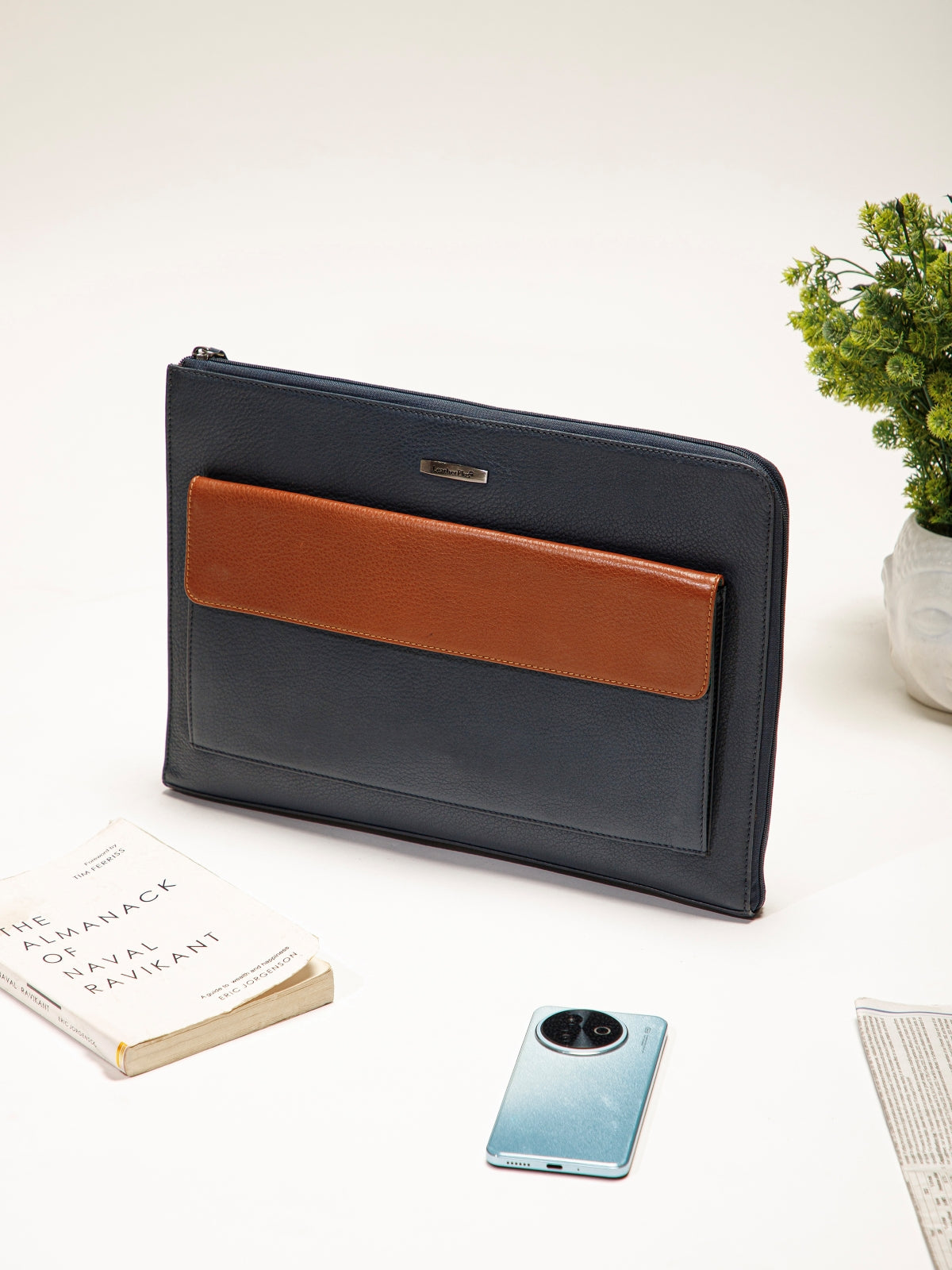 Colorblock Leather Laptop Sleeve