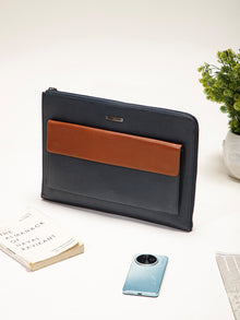 Colorblock Leather Laptop Sleeve
