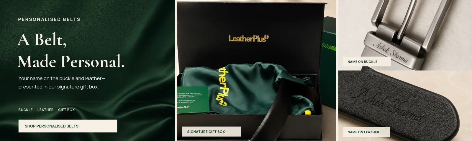 Personalised Leather Plus belts and wallets
