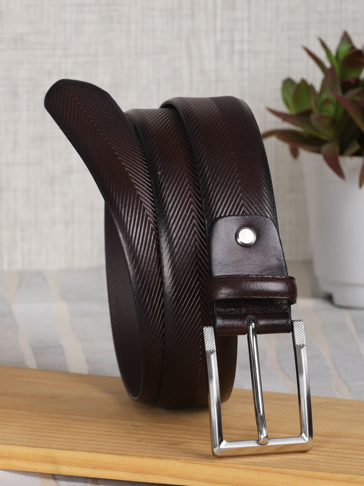 Herringbone Formal Leather Belt