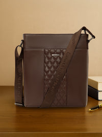 Quilted Leather Men Sling Bag SGL-652 Brown