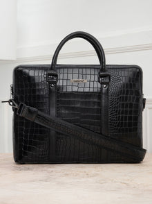 Croc-Embossed Executive Laptop Bag