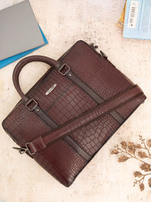 Croc-Embossed Executive Laptop Bag