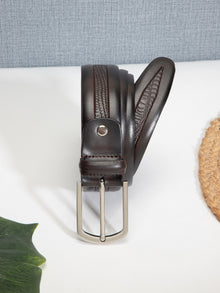 Edge Stitch Embossed Formal Leather Belt